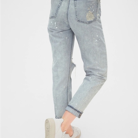 Gap Cheeky Straight Distressed Light Wash With Paint Splatter (Size 33) - Picture 2 of 9